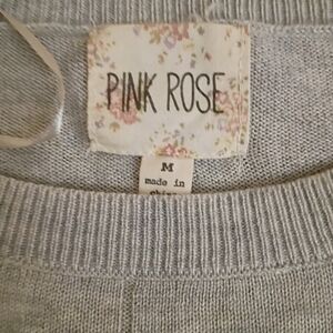 Pink Rose Gray Sweater